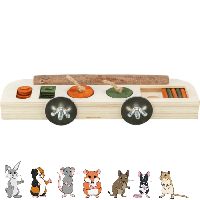 Hanging snack toy - Enrichment toy for rabbits and rodents - 25 × 4 × 9 cm - Wood