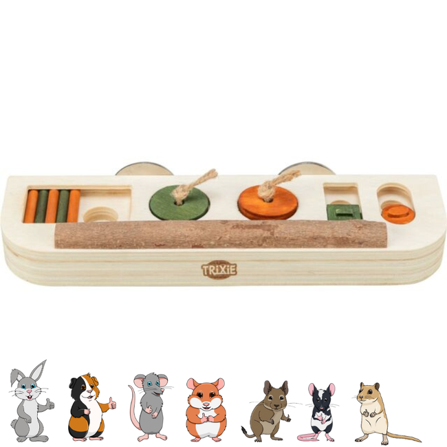 Hanging snack toy - Enrichment toy for rabbits and rodents - 25 × 4 × 9 cm - Wood