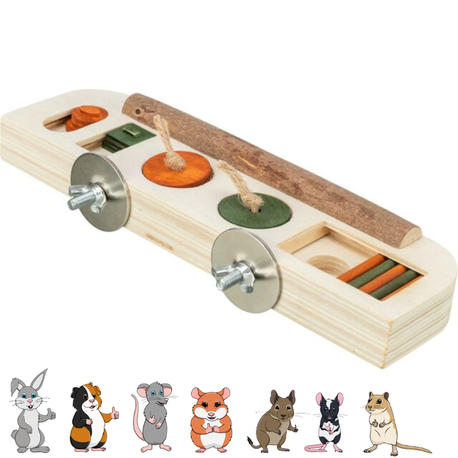 Hanging snack toy - Enrichment toy for rabbits and rodents - 25 × 4 × 9 cm - Wood