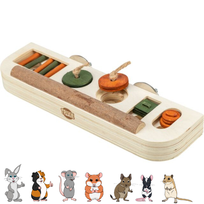 Hanging snack toy - Enrichment toy for rabbits and rodents - 25 × 4 × 9 cm - Wood