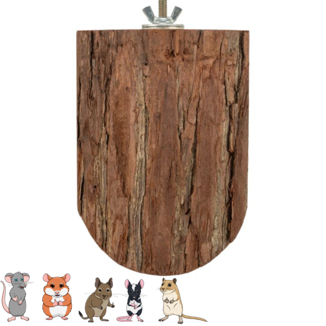 Wooden board - To hang on the bars of your rodent enclosure - 10 × 15 cm - Bark wood