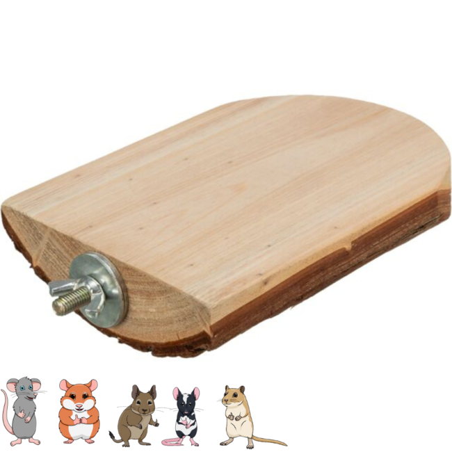 Wooden board - To hang on the bars of your rodent enclosure - 10 × 15 cm - Bark wood