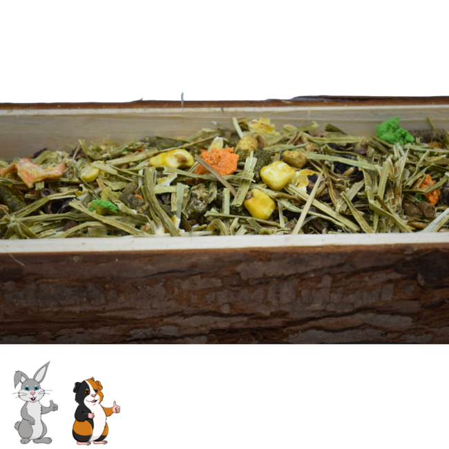 Feeding tray - Rectangular feeding trough for rabbits and guinea pigs - 27 × 5 × 13 cm - Bark wood