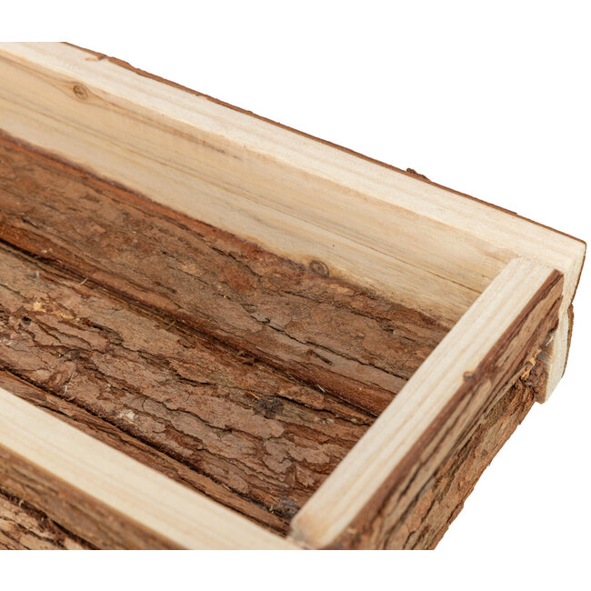 Feeding tray - Rectangular feeding trough for rabbits and guinea pigs - 27 × 5 × 13 cm - Bark wood