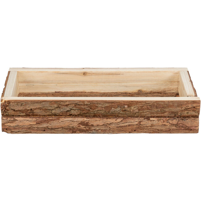 Feeding tray - Rectangular feeding trough for rabbits and guinea pigs - 27 × 5 × 13 cm - Bark wood