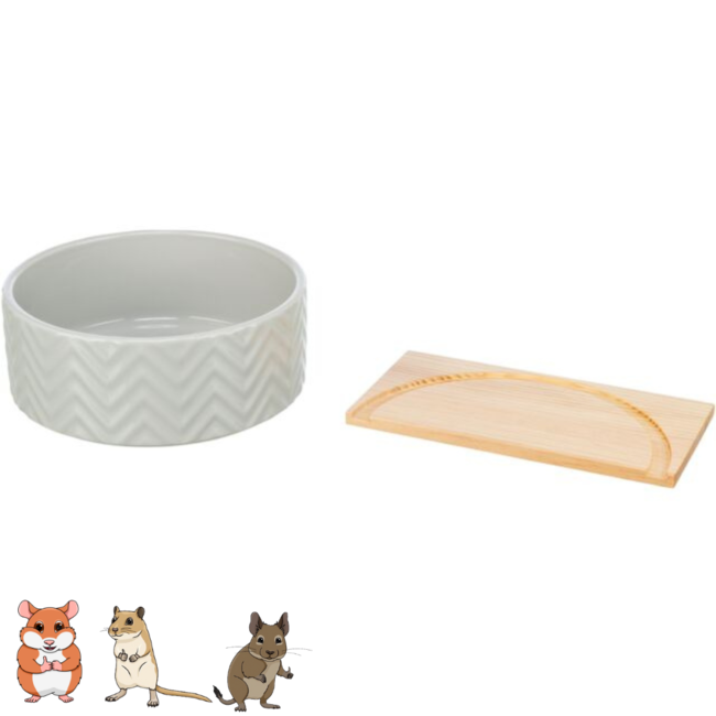 Sand bath with platform - Ceramic sand bath for hamsters and gerbils - ø 21 cm × 8 cm - Grey