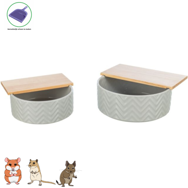 Zandbad met plateau - Keramisch zandbad voor hamsters en gerbils - ø 21 cm × 8 cm - Grijs