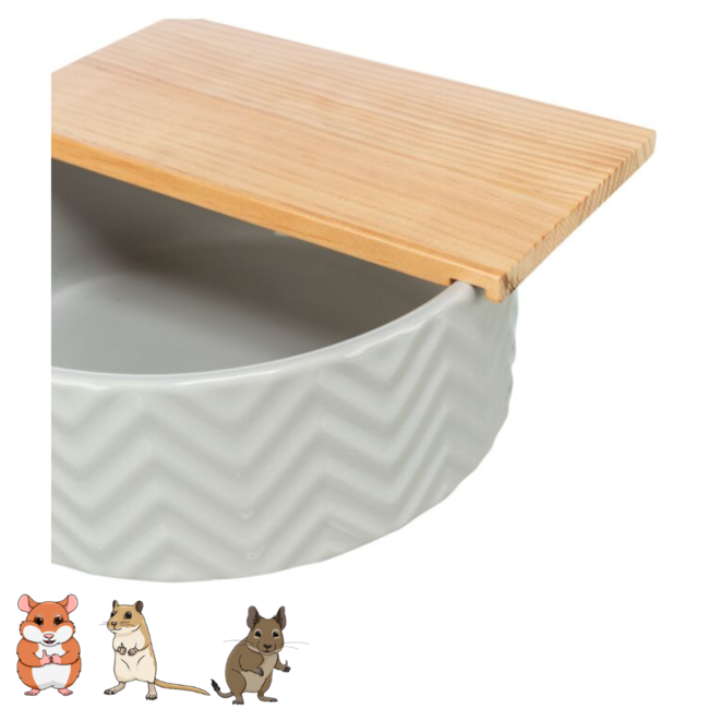 Zandbad met plateau - Keramisch zandbad voor goudhamsters en gerbils - ø 24 cm × 9 cm - Grijs