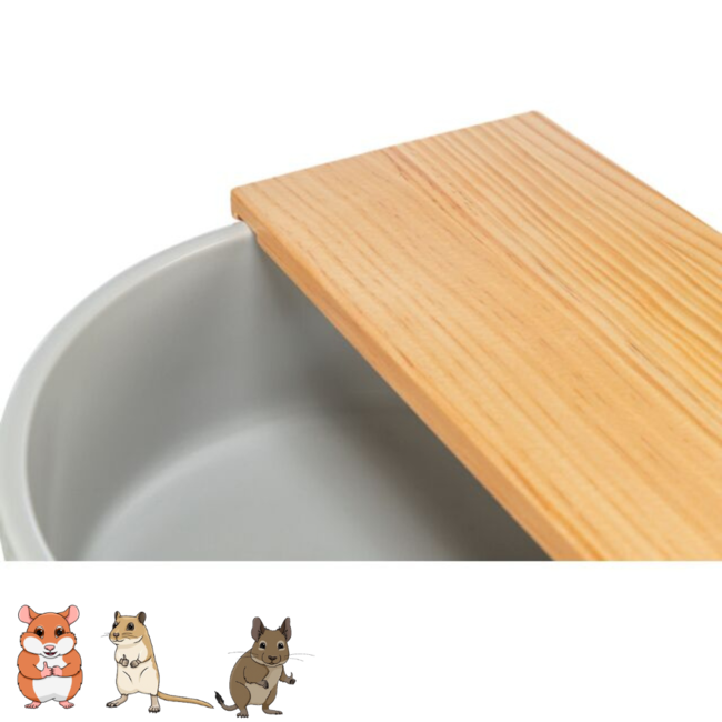 Zandbad met plateau - Keramisch zandbad voor goudhamsters en gerbils - ø 24 cm × 9 cm - Grijs