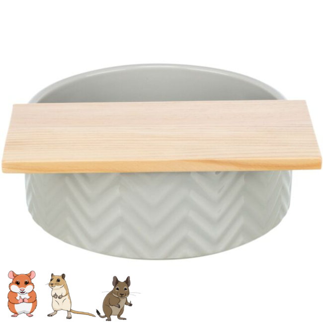 Zandbad met plateau - Keramisch zandbad voor goudhamsters en gerbils - ø 24 cm × 9 cm - Grijs