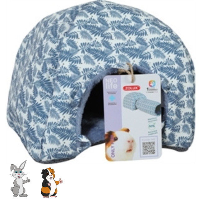 Neolife Igloo - Igloo for guinea pigs and other rodents - Expandable with tunnel - 25 x 25 x 20 cm - Blue