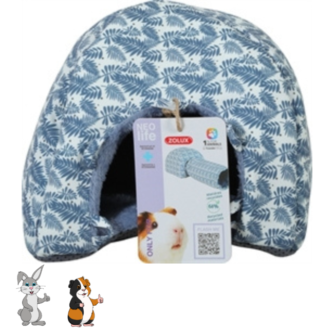 Neolife Igloo - Igloo for guinea pigs and other rodents - Expandable with tunnel - 25 x 25 x 20 cm - Blue