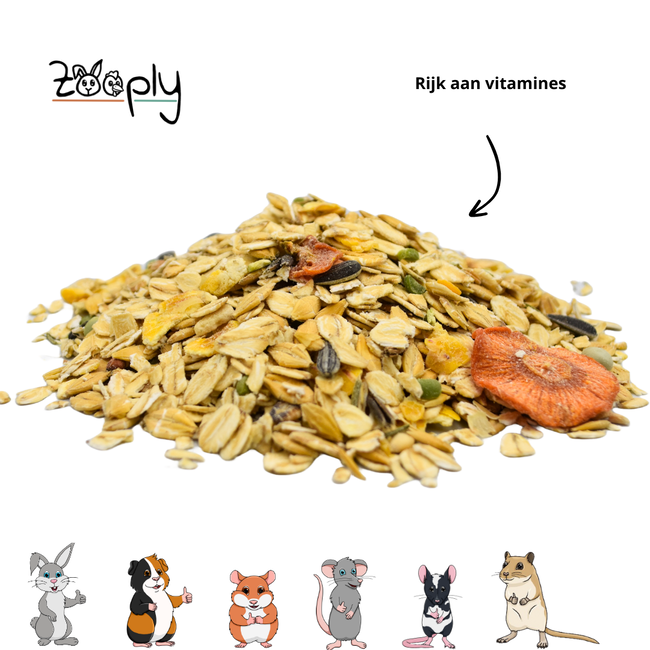 Zooply Flake Muesli - Healthy muesli for rabbits and rodents - Plastic bag - 1750 grams