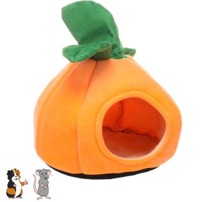 Slaaphuisje in vorm van een pompoen - Zacht huisje voor cavia's en ratten - 23 x 23 x 18 cm