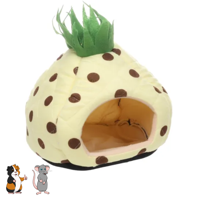 Slaaphuisje in vorm van een ananas - Zacht huisje voor cavia's en ratten - 23,5 x 23,5 x 19 cm