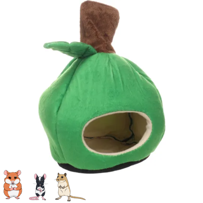 Slaaphuisje in vorm van een appel - Zacht huisje voor kleine knaagdieren - 15 x 15 x 15,5 cm