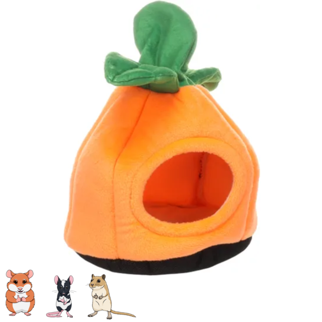 Pumpkin-shaped sleeping house - Soft house for small rodents - 14 x 14 x 14 cm