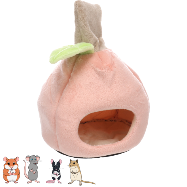 Slaaphuisje in vorm van een appel - Zacht huisje voor kleine knaagdieren - 14 x 14 x 15,5 cm