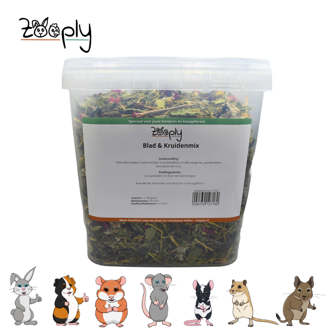 Zooply Blad en Kruidenmix - Verschillende gedroogde bladeren en kruiden voor konijnen en knaagdieren - Gezonde snack