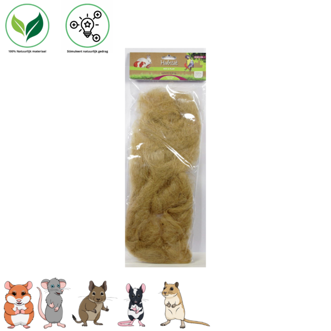 Jute vezels voor hamsters en andere knaagdieren - Perfect voor een Scaping - 1 stuk