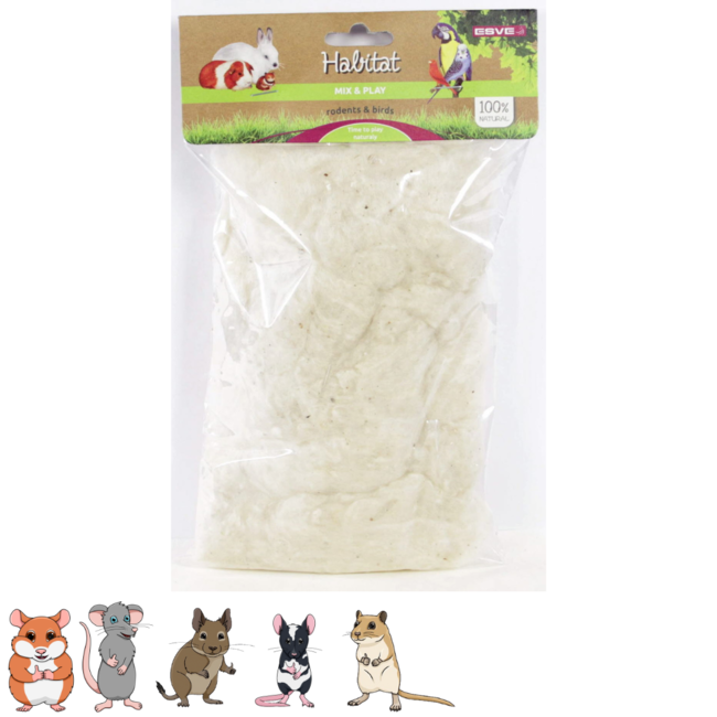 Zijdekatoen voor hamsters en andere knaagdieren - Perfect voor een Scaping - 1 stuk