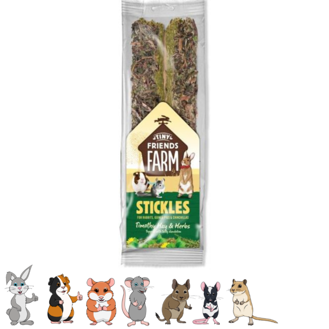 Timothy hay stick with herbs and dandelion - Snack for rabbits and rodents - 100 grams