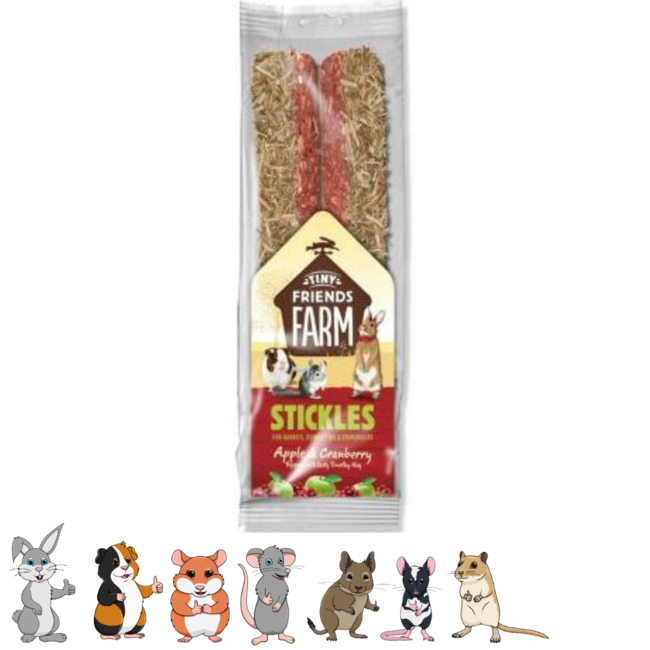 Timothy hay stick with apple & cranberry - Snack for rabbits and rodents - 100 grams