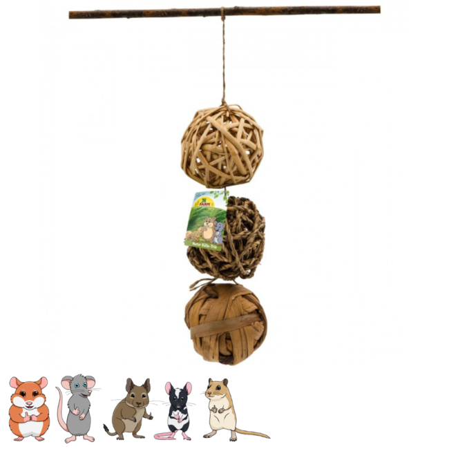 Natural gnawing balls - Snack for rabbits and rodents - 3 pieces