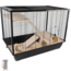 Rat enclosure - Cage for dwarf rats with wooden platforms - 77 x 47 x 60 cm - Black