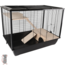 Rat enclosure - Cage for dwarf rats with wooden platforms - 77 x 47 x 60 cm - Black