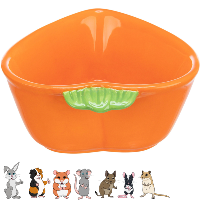 Carrot feeding bowl - Ceramic feeding bowl for rabbits and rodents - 12 x 11 cm