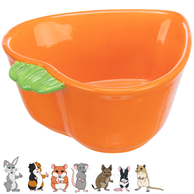 Carrot feeding bowl - Ceramic feeding bowl for rabbits and rodents - 12 x 11 cm