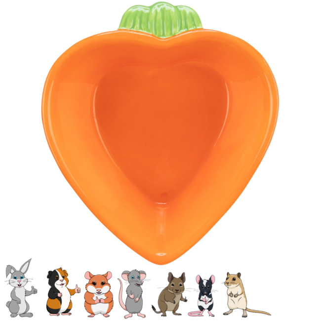 Carrot feeding bowl - Ceramic feeding bowl for rabbits and rodents - 12 x 11 cm