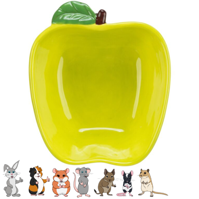 Apple feeding bowl - Ceramic feeding bowl for rabbits and rodents - 12 x 11 cm