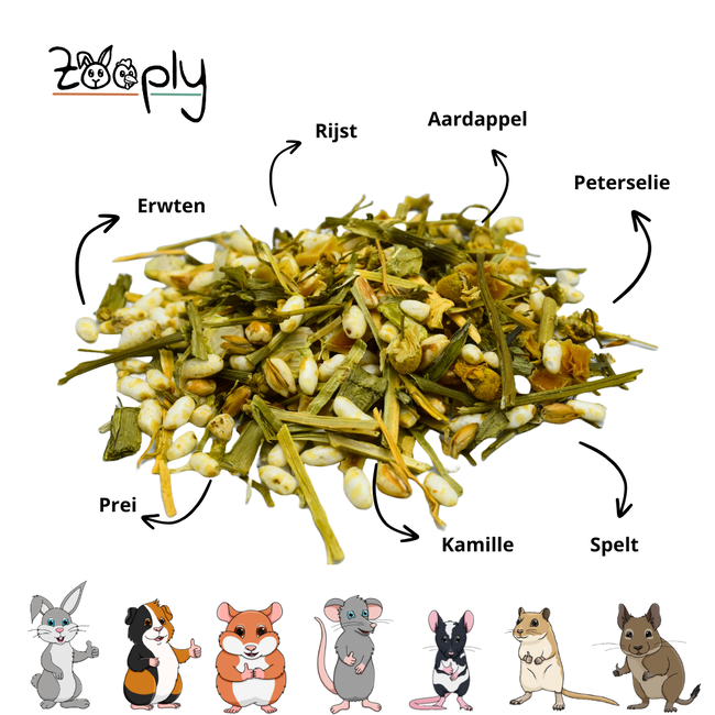 Zooply Pokébowl met Groente Snack for Rabbits, Guinea Pigs and Small Rodents - Natural Snack - 200 grams