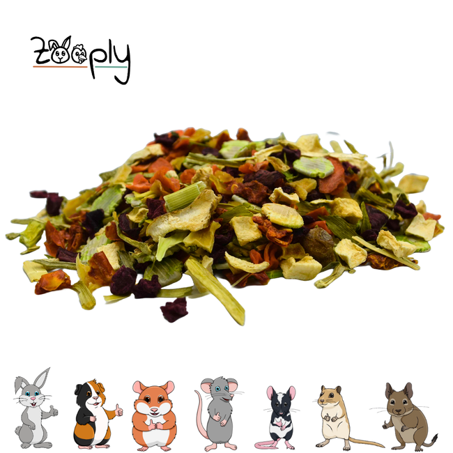 Zooply Oma's Groentesoep - Snackmix van erwt, aardappel, pastinaak, bietenwortel, wortel, spinazie, tomaat en prei voor konijnen, cavia's en knaagdieren - Gezonde snack