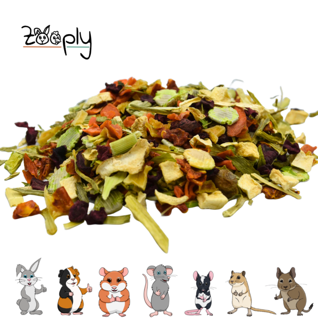 Zooply Oma's Groentesoep - Snackmix van erwt, aardappel, pastinaak, bietenwortel, wortel, spinazie, tomaat en prei voor konijnen, cavia's en knaagdieren - Gezonde snack