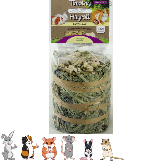 Timothy hay roll with parsnip - Snack for rabbits and guinea pigs - 100 grams