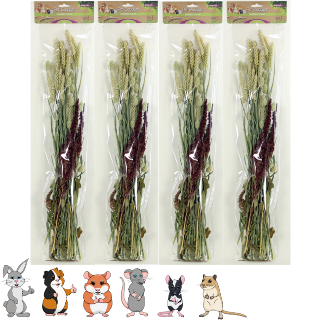 Esve Pet Bouquet Knabbelstruik - Snack van granen, grassen en kruiden voor konijnen en knaagdieren - Gezonde snack