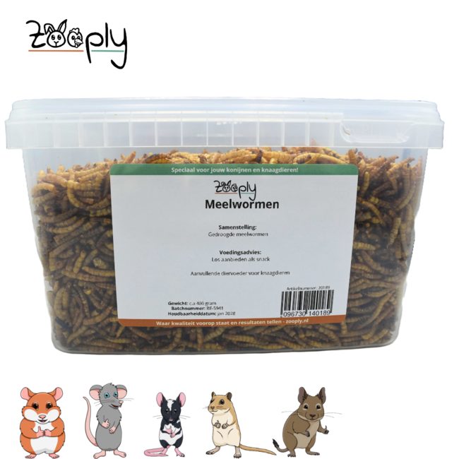 Meelwormen - Gedroogde meelwormen voor hamsters, ratten en andere knaagdieren - Gezonde snack