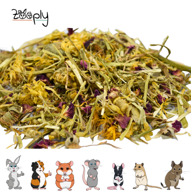 Zooply Flower and Herb Mix - Various dried flowers and herbs for rabbits and rodents - Healthy snack