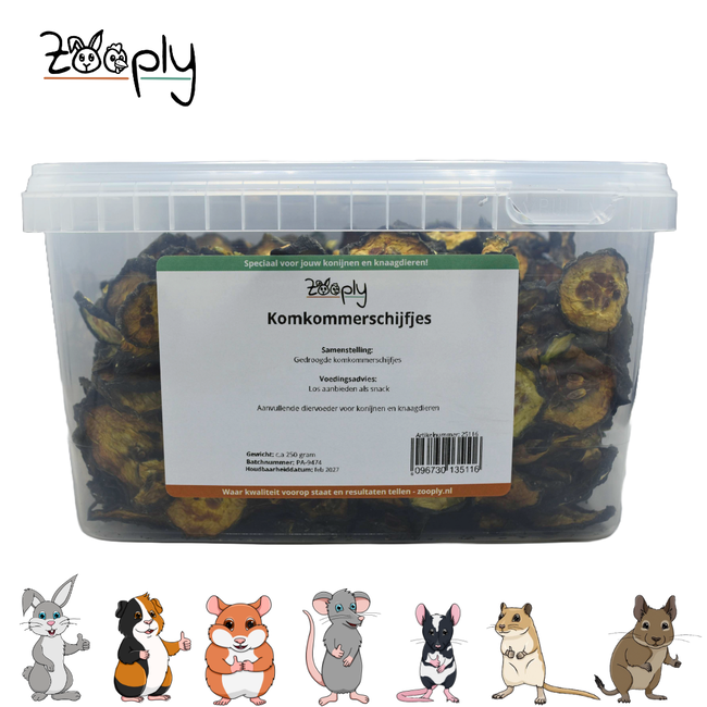 Zooply komkommerschijfjes - Gedroogde groente voor konijnen en knaagdieren - Gezonde snack