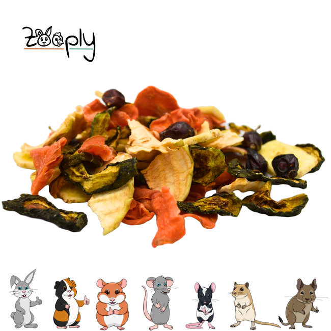 Zooply Groente & Fruit mix Snack for Rabbits, Guinea Pigs and Small Rodents - Natural Snack - 300 grams