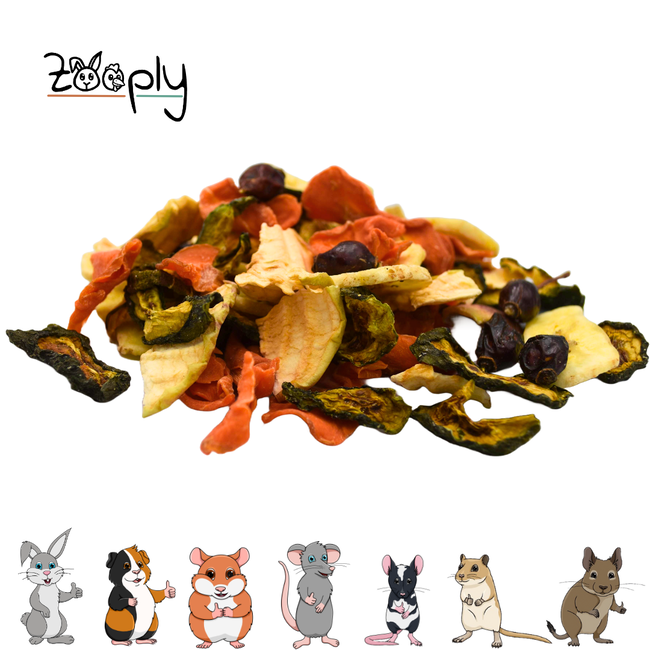 Zooply Vegetable and Fruit Mix - Various dried healthy herbs for rabbits and rodents - Perfect for taming