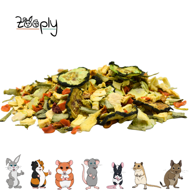 Zooply Groentemix Snack for Rabbits, Guinea Pigs and Small Rodents - Natural Snack - 300 grams