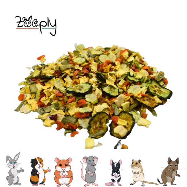 Zooply Groentemix - Verschillende gedroogde groente voor konijnen en knaagdieren - Gezonde snack