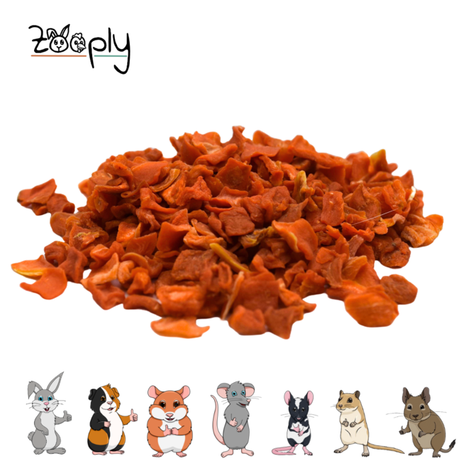 Carrot pieces in a 500-gram container