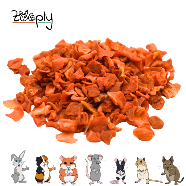 Carrot pieces in a 500-gram container