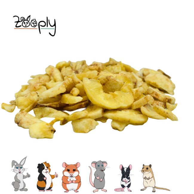 Zooply Bananenstukjes - Gedroogde banaan voor konijnen, cavia's en kleine knaagdieren - Zoete snack
