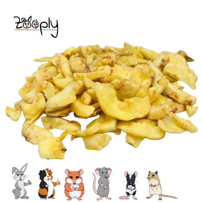 Zooply Bananenstukjes - Gedroogde banaan voor konijnen, cavia's en kleine knaagdieren - Zoete snack